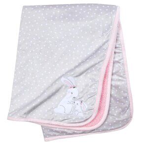 Gerber Baby Girl Mommy & Me Bunny Rabbit Blanket Pink Grey Polka Dots Brand New